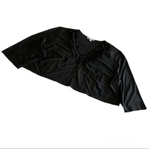 Donny and Nicole Cropped Jacket Women’s 24W Solid Black Ruffle 3/4 Sleeve NWT